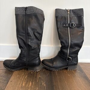 Black vegan leather boots